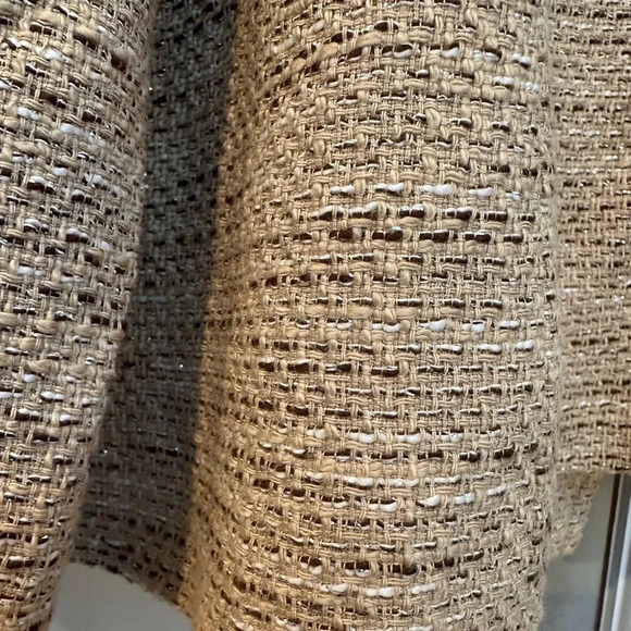 Context Tan Beige Gold Metallic Tweed Blazer Jacket Floral Lining Size 14 - Picture 7 of 15